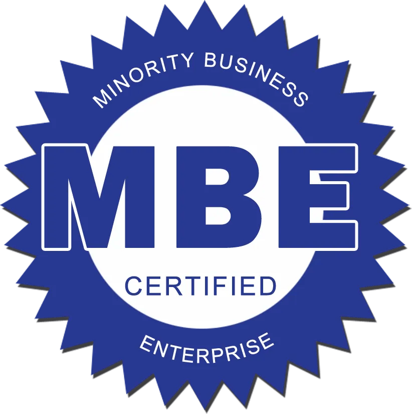 MBE minority business enterprise certified supplier badge.